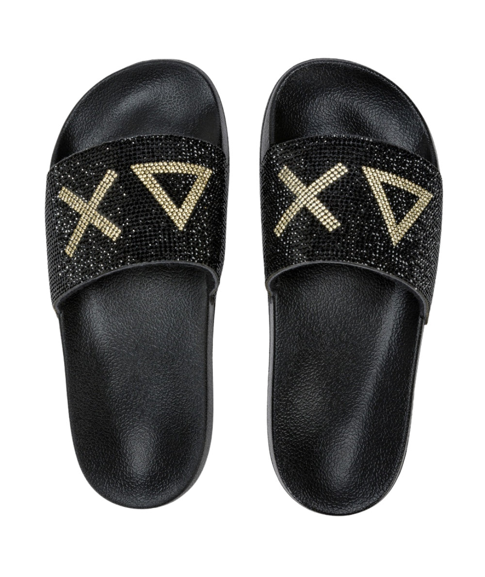 Sun68 Ciabatte con Fascia Strass X35205 Nero