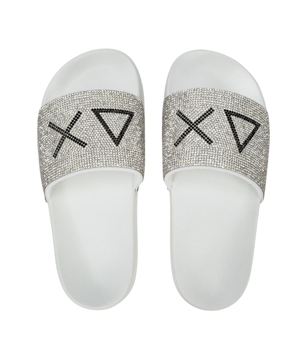 Sun68 Ciabatte con Fascia Strass X36211 Bianco