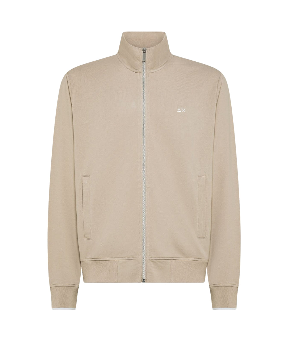 Sun68 Felpa a Collo Alto Full Zip in Cotone Piquet F36111 Beige