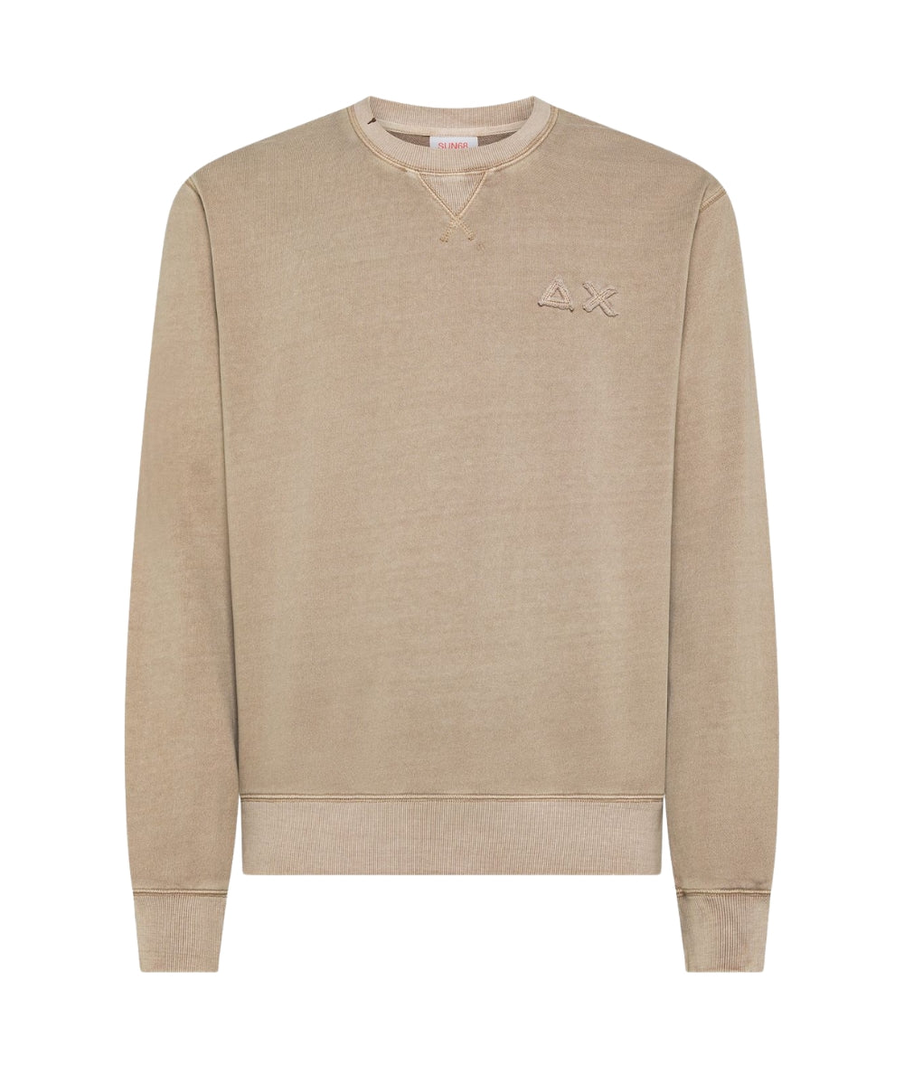 Sun68 Felpa a Gircollo in Cotone Vintage Washed F36120 Beige