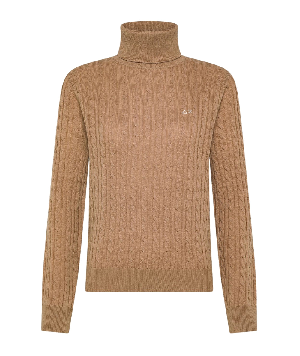 Sun68 Maglione Dolcevita a Trecce K45249 Beige