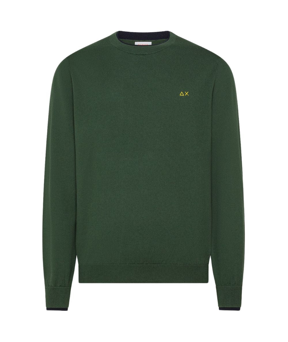 Sun68 Maglione Girocollo Double Rib K46159 Verde Scuro