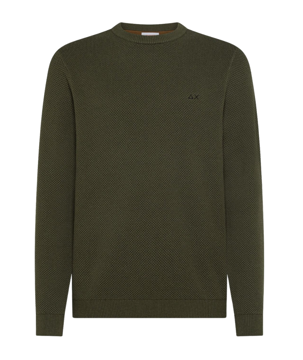 Sun68 Maglione Girocollo Punto Riso K45126 Verde Militare Scuro