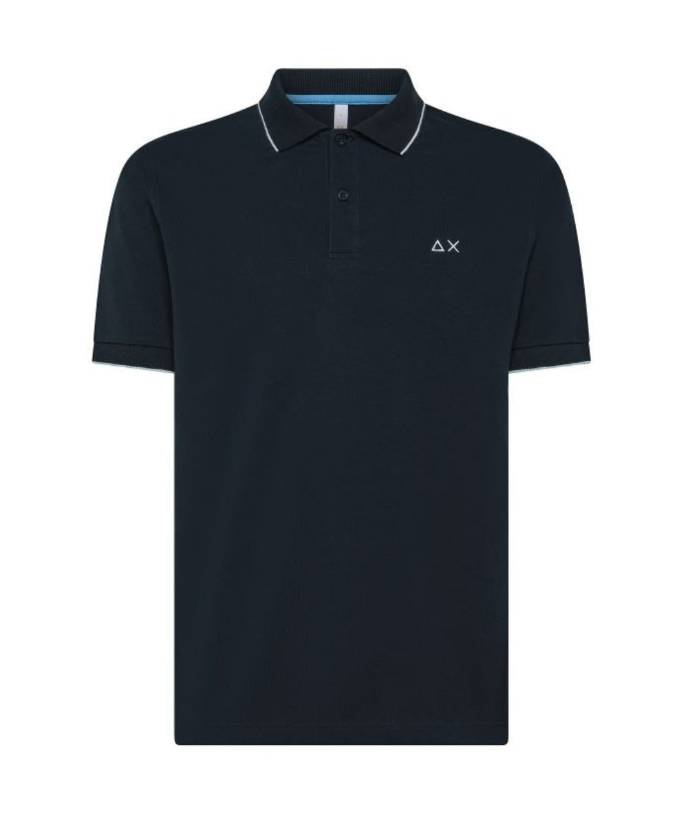 Sun68 Polo Profilo Sottile Contrasto A35110 Blu Navy
