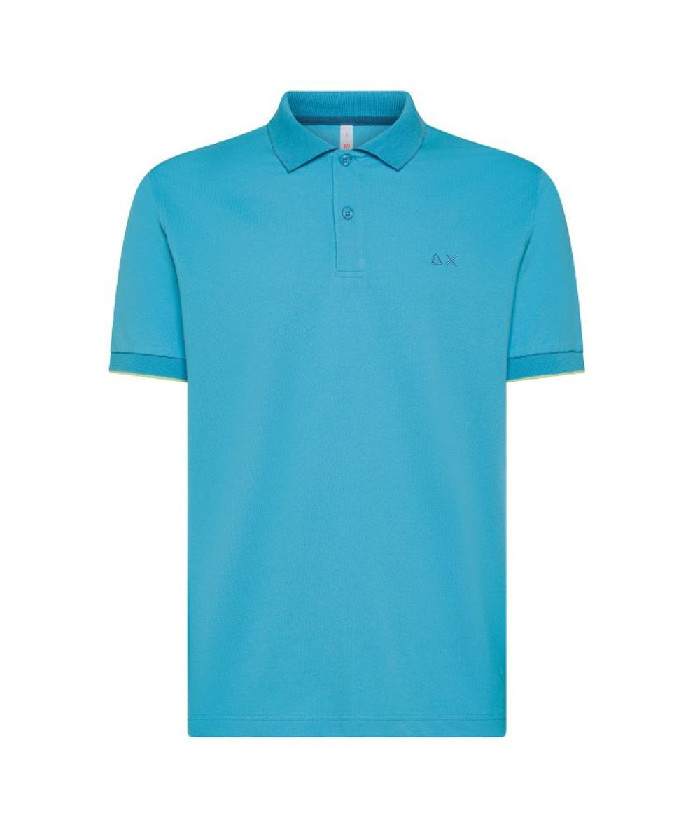 Sun68 Polo Profilo Sottile Contrasto A35110 Turchese