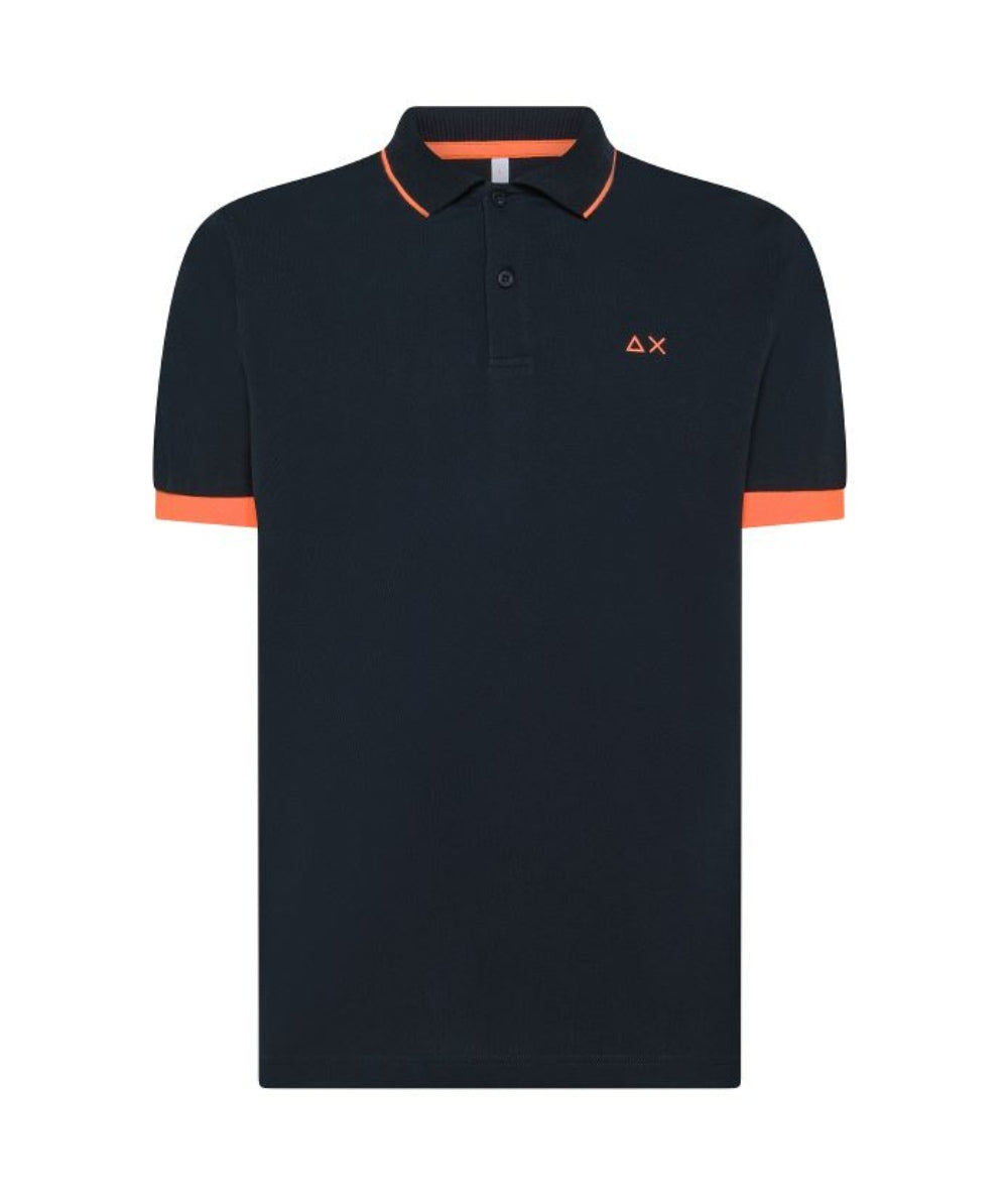 Sun68 Polo con Profili Fluo A35120 Blu Navy