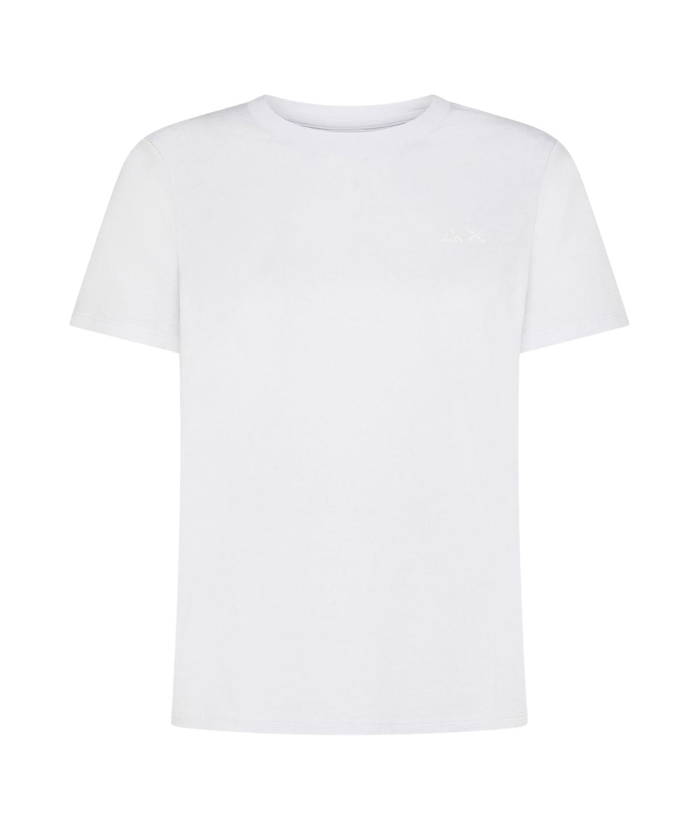 Sun68 T-shirt Con Girocollo in Cotone Jersey T36201 Bianco