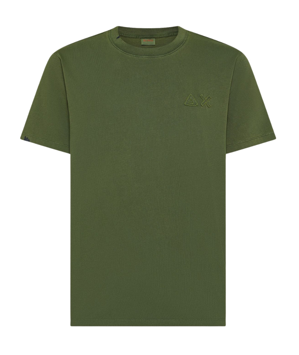 Sun68 T-shirt Con Girocollo in Cotone Vintage Washed T36113 Verde