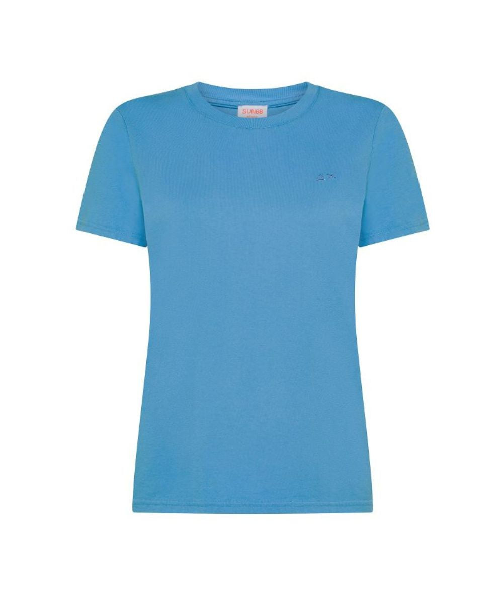 Sun68 T-shirt Girocollo e a Manica Corta T35201 Turchese