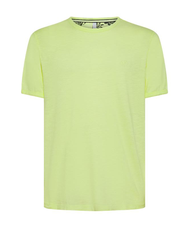 Sun68 T-shirt Stondata in Cotone Fiammato T35118 Giallo Lime