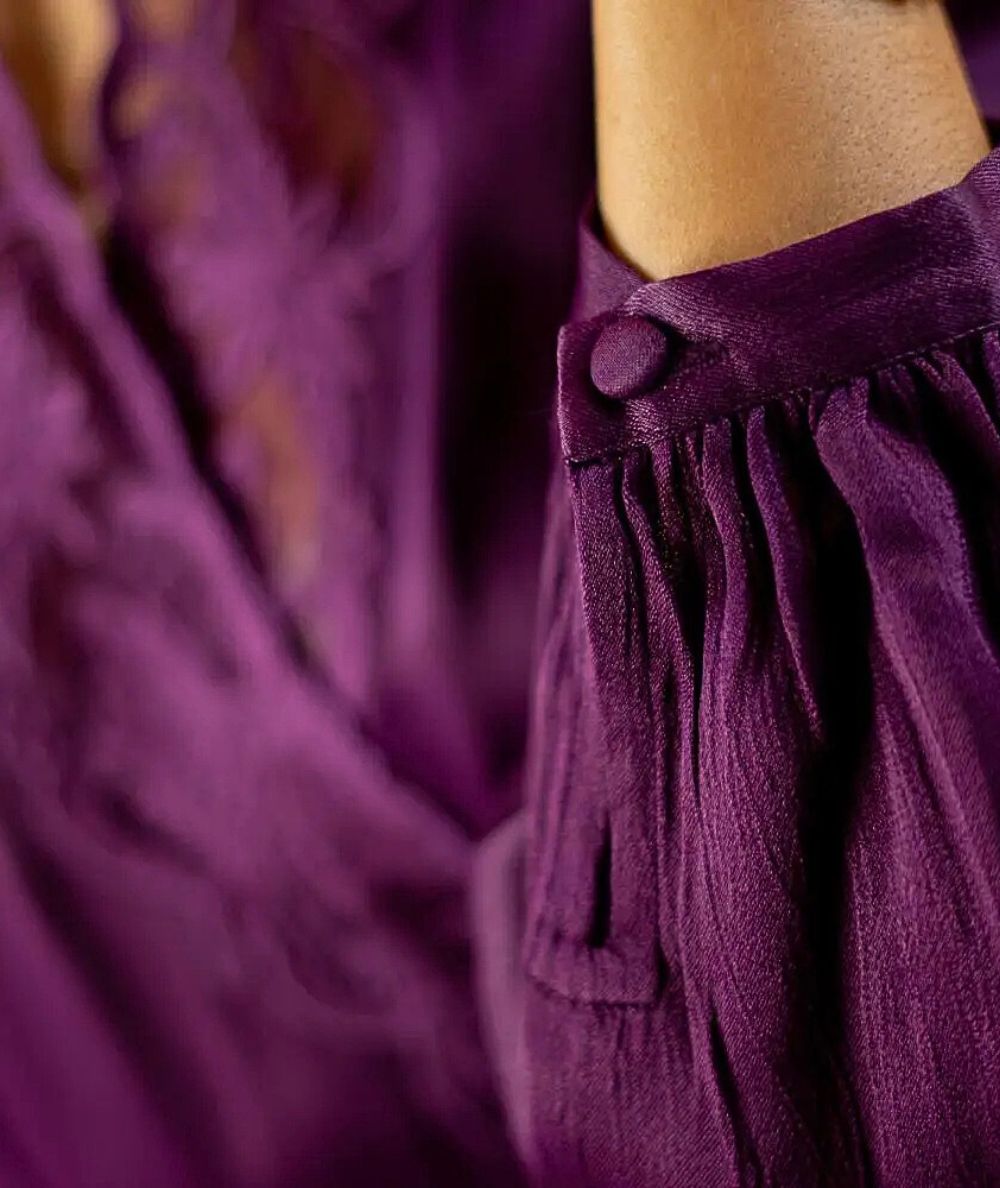 Twinset Abito Corto in Raso con Pizzo 252TT2245 Vinaccia