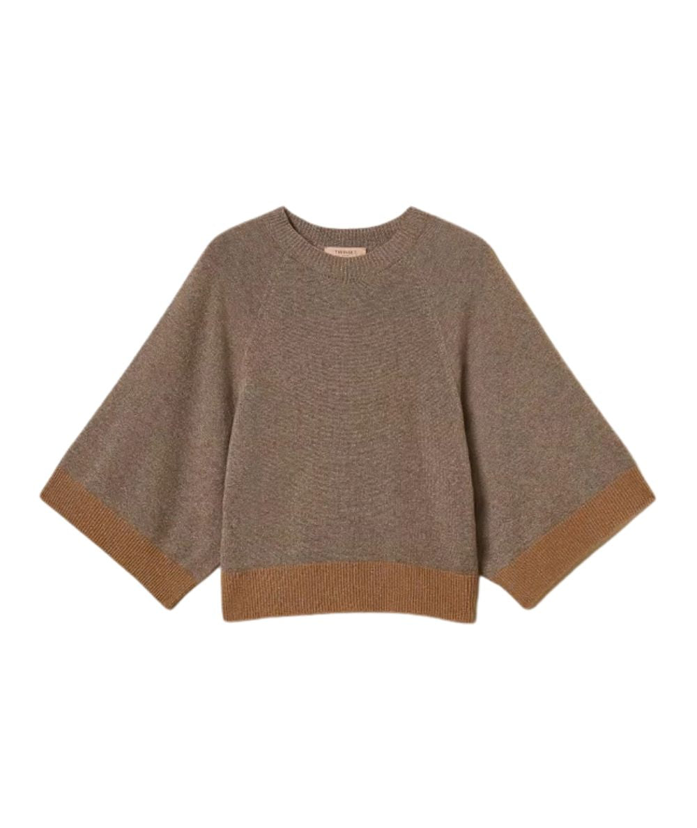 Twinset Maglia Cropped con Lurex 262TP3511 Marrone