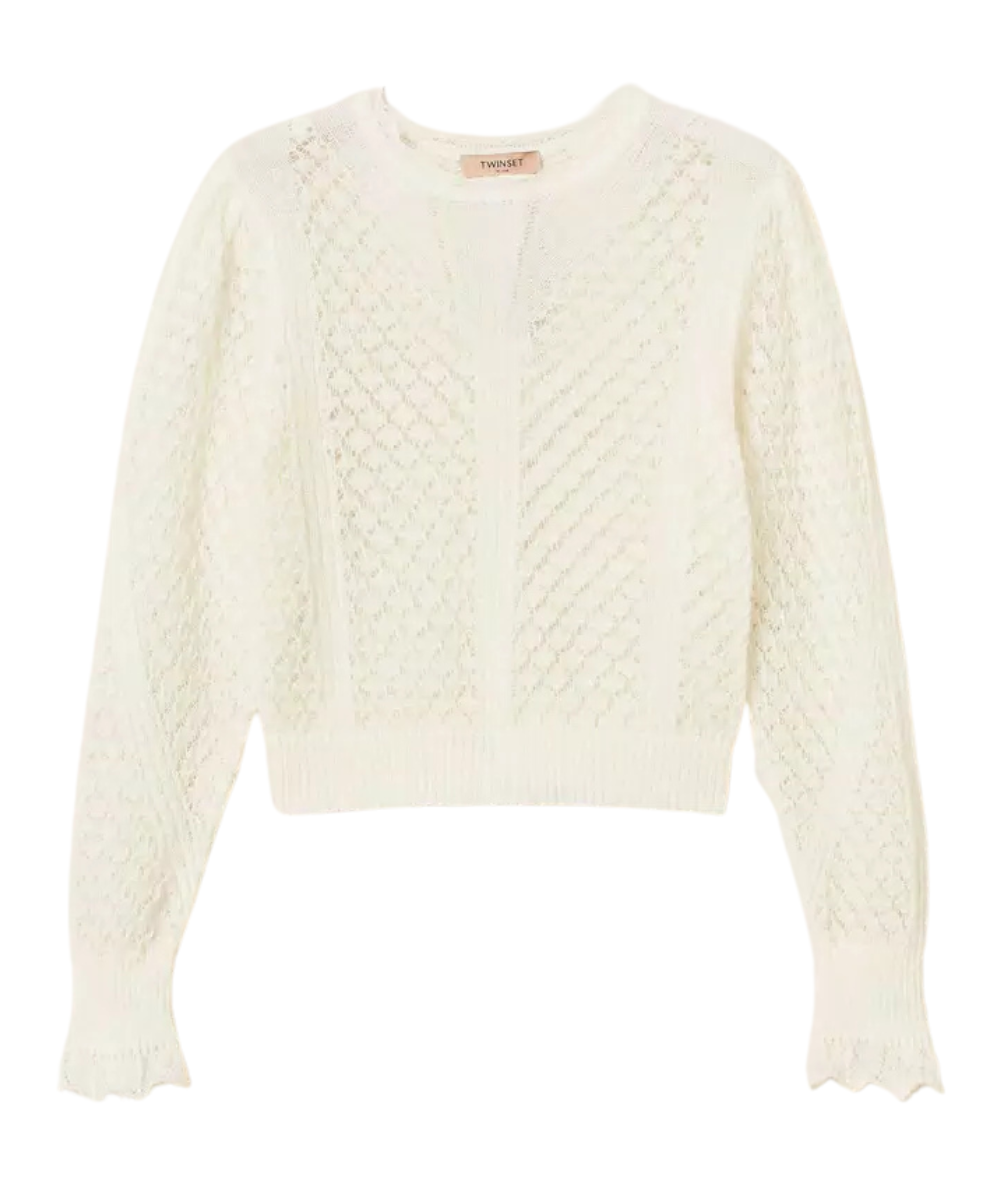 Twinset Maglione in Misto Mohair 252TP3520 Bianco