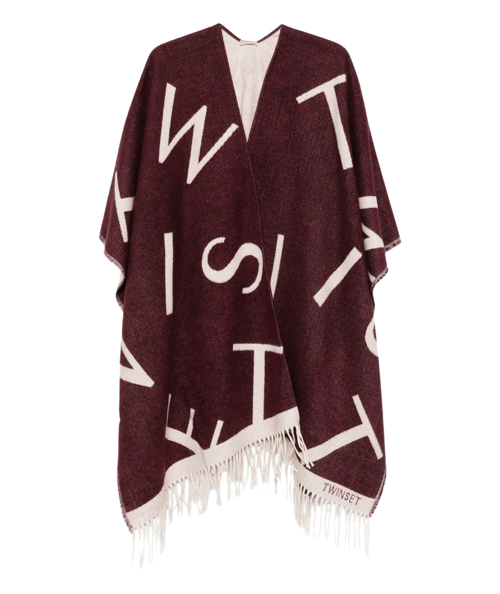 Twinset Poncho in Misto Lana 252TA4220 Vinaccia