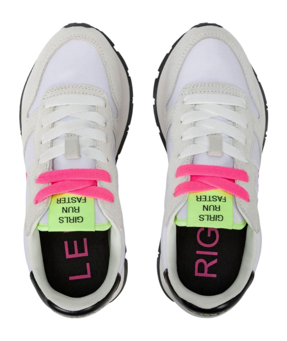 Sun68 Ally Solid Nylon Sneakers Z35201 White and Fuchsia