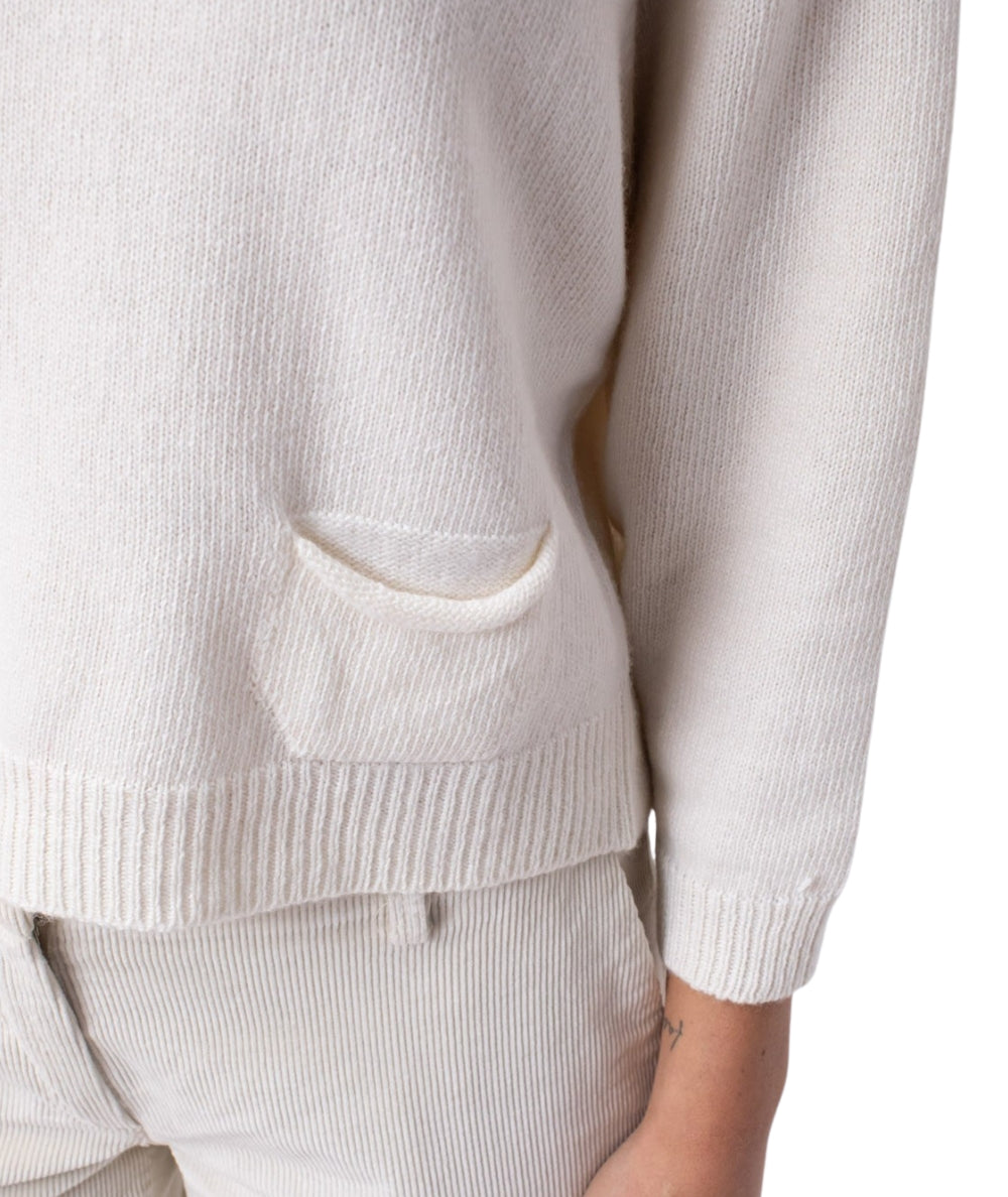 Vicario Cinque Maglione Girocollo con Taschino MANTOVA305 Bianco