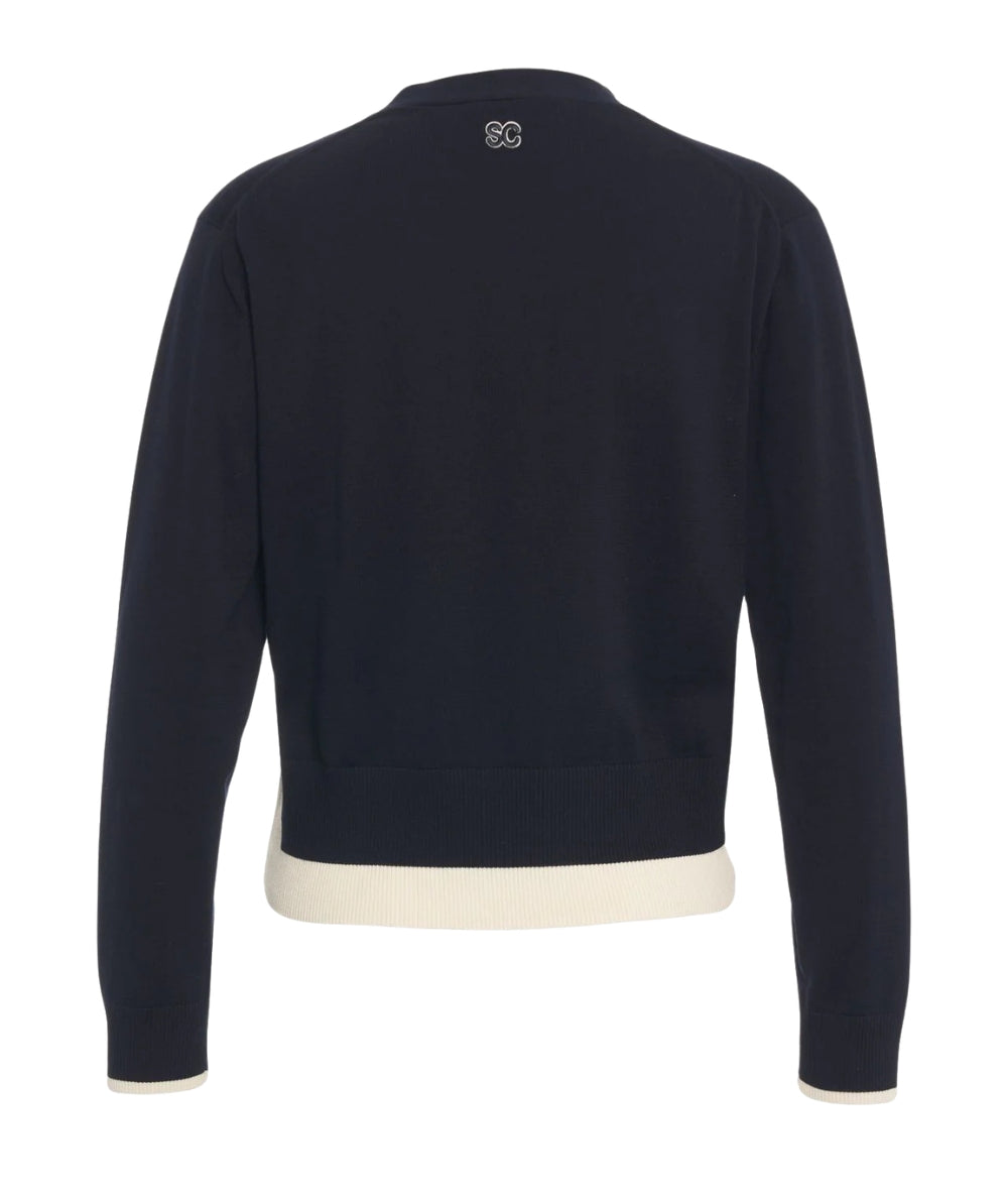 Semicouture Cardigan Scollo a V Amanda Y6SA26 Bianco Blu