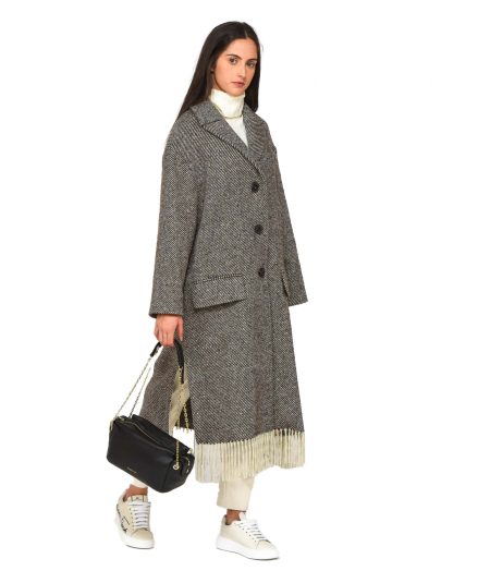 SOLOTRE WOMAN'S COAT OUTDOOR WITH STRIPED BUTTER MORO