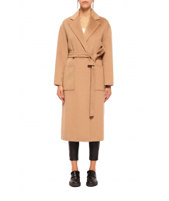 KAOS WOMEN'S LONG CLOTH COAT WITH BELT NI1NT009 BROWN CAMEL
