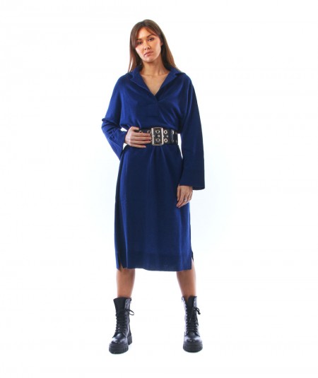 PHISIQUE DU ROLE WOMEN'S CASHMERE BLEND POLO DRESS W236 BLUE