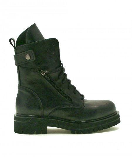 OVYE' LEATHER BOOTS WITH STRAP AND ZIP K40 BLACK