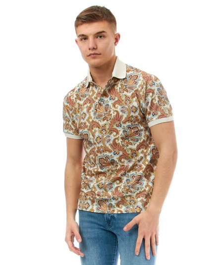 ETRO REGULAR FIT POLO WITH ALLOVER PRINT 1Y800 WHITE-MULTICOLOR