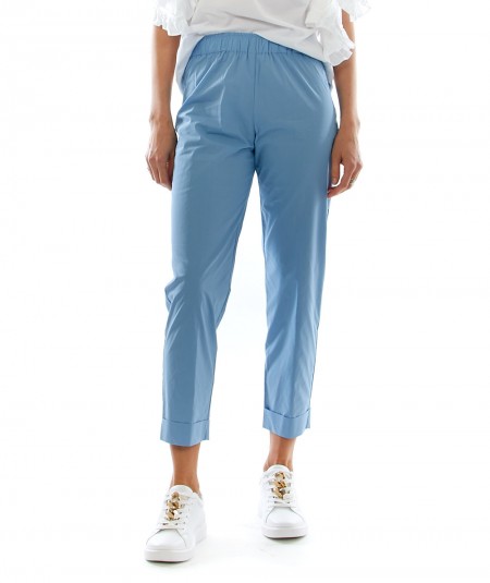 SEMICOUTURE MARIEL PANTS WITH ELASTICATED WAIST Y2SK05 LIGHT BLUE