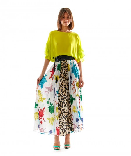 5 PROGRESS PLEATED SKIRT WITH CONTRASTING PATTERN 6111 MULTICOLOR