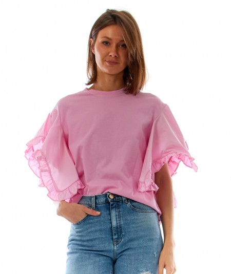 SEMICOUTURE WOMAN T-SHIRT GINETTE Y2SK13 PINK