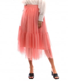 TWINSET GONNA LUNGA IN TULLE PLUMETIS 221TP2720 ROSA