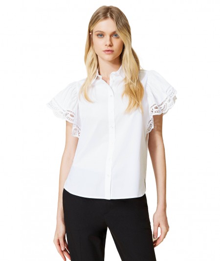 TWINSET SHIRT WITH LACE 221TT2135 WHITE