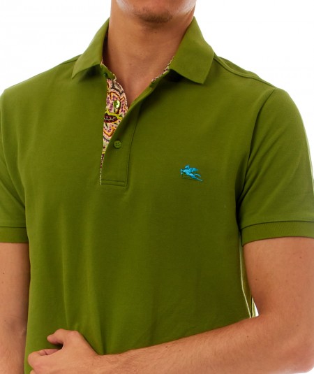 ETRO SHORT-SLEEVES POLO WITH PAISLEY DETAILS 1Y142 9195 GREEN