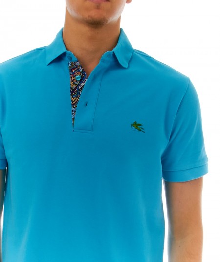 ETRO SHORT-SLEEVES POLO WITH PAISLEY DETAILS 1Y142 9195 TURQUOISE