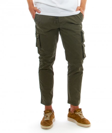 REPLAY STRETCH COTTON PANTS WITH POCKETS M9827.000.84073G ARMY GREEN