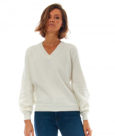 SEMICOUTURE MARYLOU V-NECK SWEATER Y2WD03 CREAM