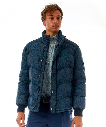 ETRO DOWN JACKET WITH PAISLEY PATTERN 1S550 5525 0200 BLUE