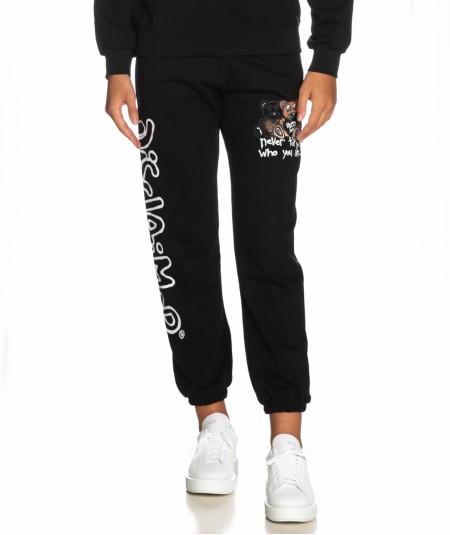 DISCLAIMER TROUSERS WITH LOGO AND TEDDY 53224 BLACK