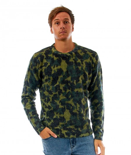 SUN68 ROUND PRINT ALL OVER SWEATER K42156 GREEN