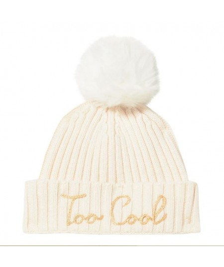 MC2 SAINT BARTH BEANIE WITH POMPON AND TOO COOL EMBROIDERY WENGEN WHITE