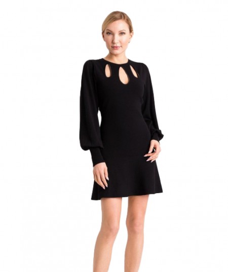TWINSET SHORT DRESS WITH CUT OUT DROPS ON THE FRONT 222TT3470 BLACK