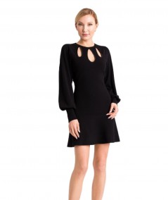TWINSET SHORT DRESS WITH CUT OUT DROPS ON THE FRONT 222TT3470 BLACK