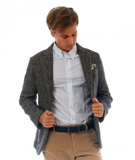 BOB SINGLE-BREASTED TAILORED JACKET POCK337/T337 BLUE