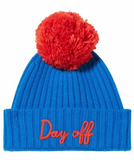 MC2 SAINT BARTH BEANIE WITH POMPON AND DAY OFF EMBROIDERY WENGEN P BLUE ORANGE