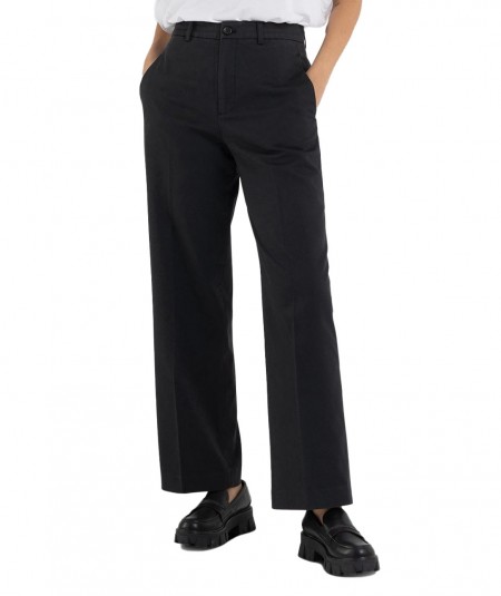 REPLAY TROUSERS STRAIGHT FIT MADE OF COTTON TWILL W8021 BLACK