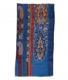 ETRO SHAAL-NUR SCARF WITH PAISLEY PRINT 11777 4010 0200 NAVY BLUE