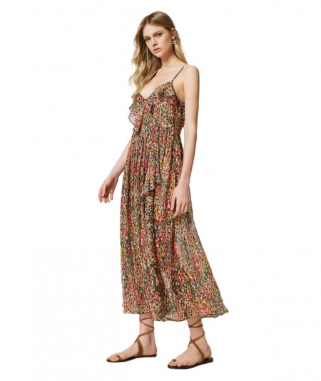 TWINSET LONG DRESS WITH ANIMALIER PRINT 231TP2630 MULTICOLOUR
