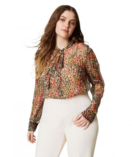 TWINSET SHIRT WITH ANIMALIER PRINT 231TP2633 MULTICOLOUR
