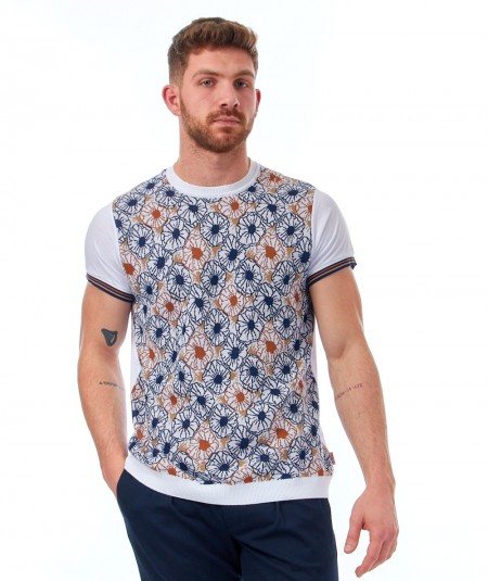 BOB KNIT T-SHIRT WITH MULTICOLOURED FLORAL PATTERN FLOW