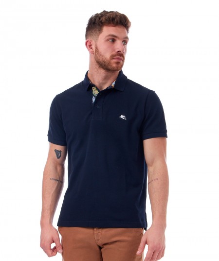ETRO COTTON POLO SHIRT WITH PATTERNED DETAILS 1Y142 9440 BLUE