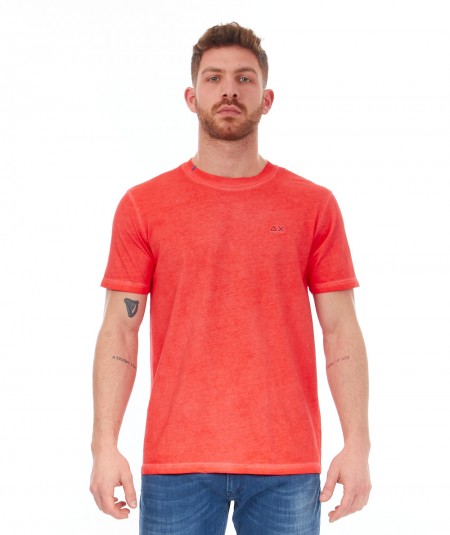 SUN68 BEACH T-SHIRT SPECIAL DYED T33145 RED